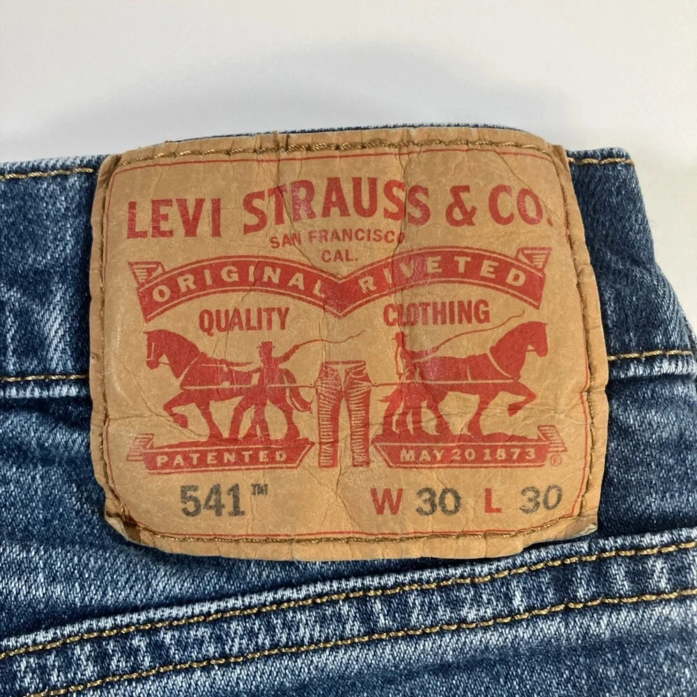 Levi's 541 Jeans Mens 30x28 Athletic Taper Stretch Blue Medium Wash Denim